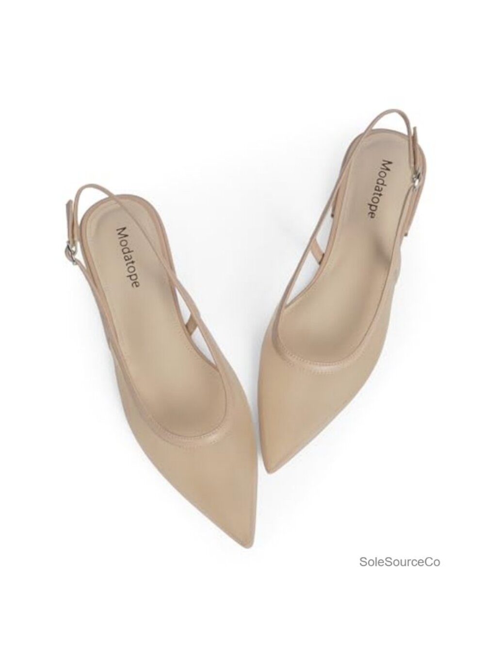 Women's Pointed Toe Slingback Flats Mesh Buckle Low Heel Dress Shoes